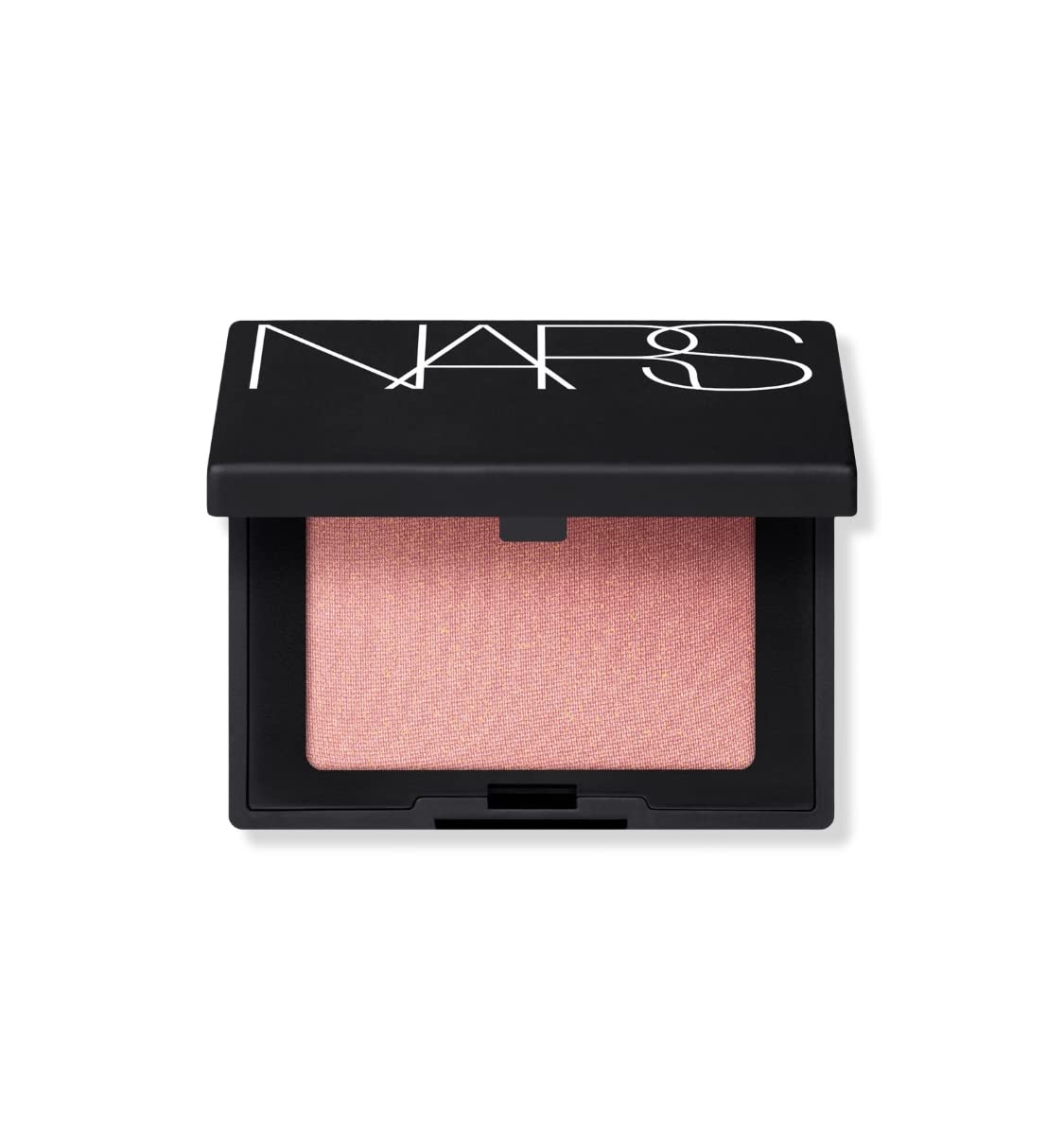 NARS Orgasm rubor en polvo mini para viaje con brillo dorado natural.