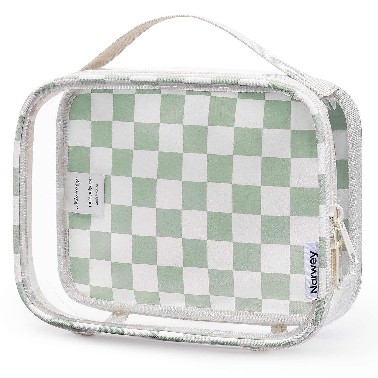 Narwey bolsa de aseo transparente para viaje, vista frontal, ver productos de un vistazo