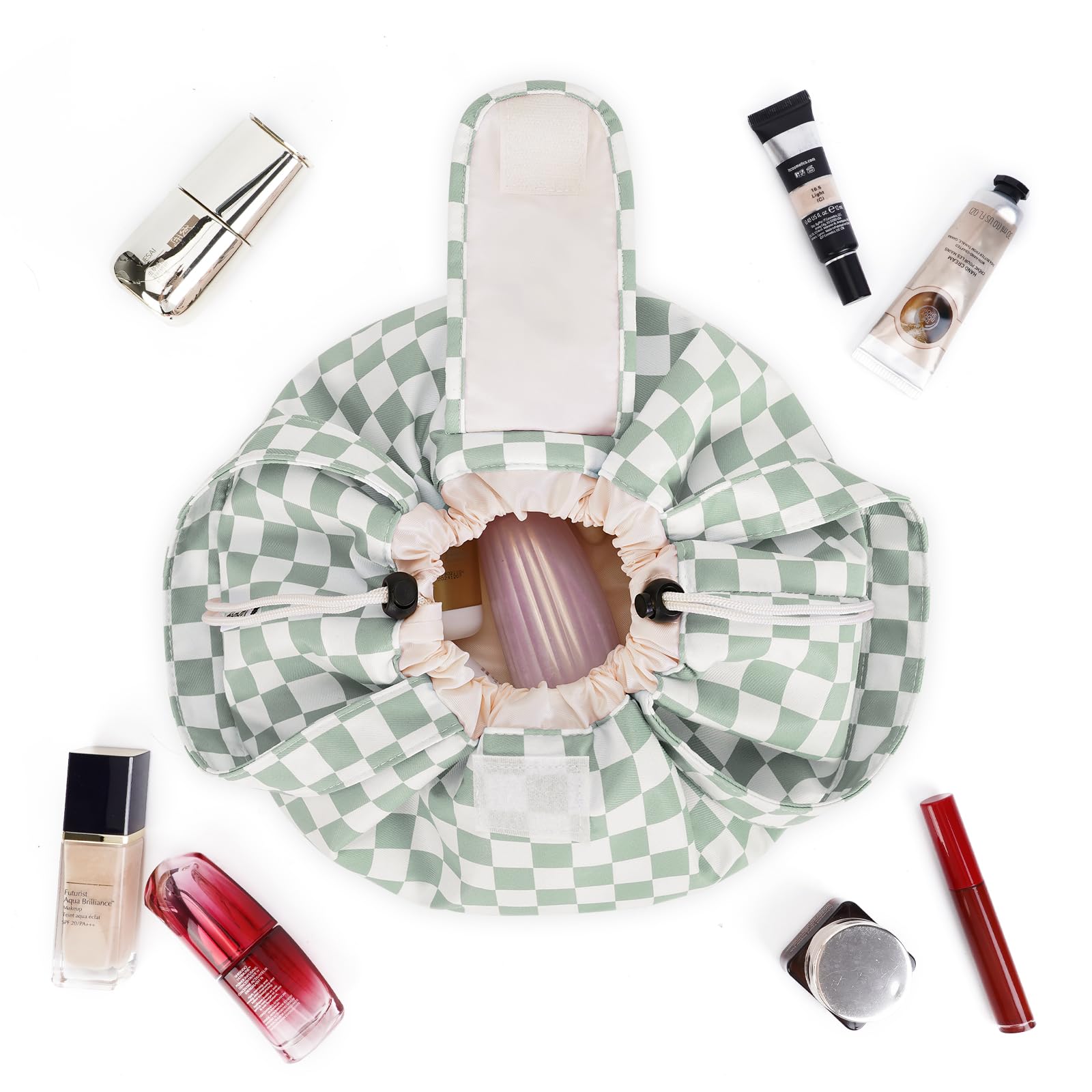 Narwey bolsa barril, detalle de costuras, alta calidad para cosméticos.