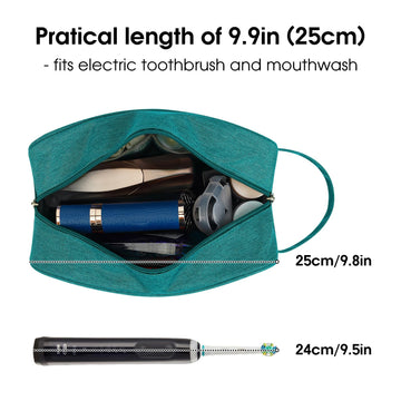 Narwey bolsa de aseo turquesa lateral: acceso fácil a cosméticos e higiene.
