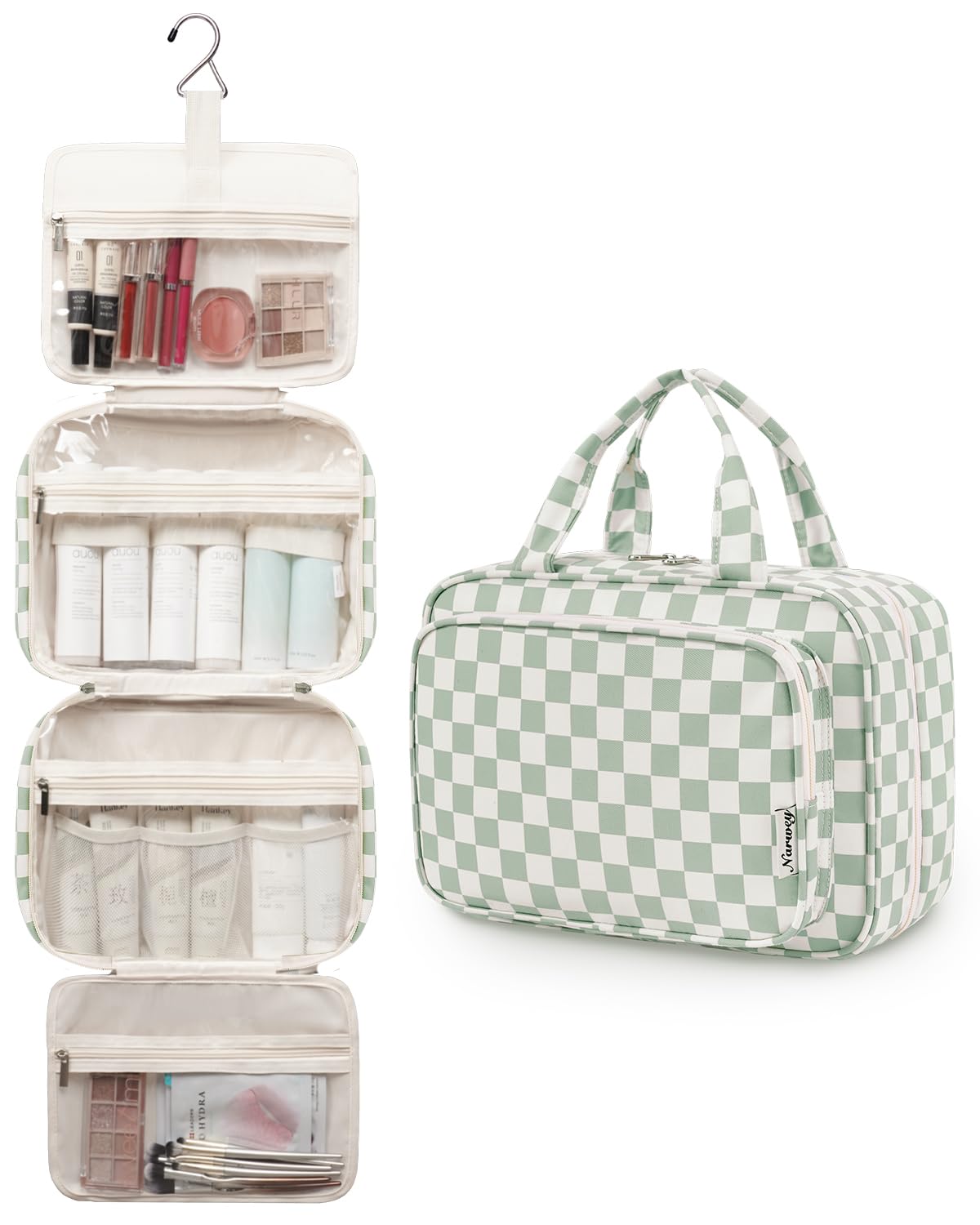 Narwey con 4 compartimentos, organización estable para cosméticos.