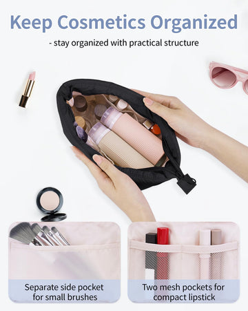 Narwey bolsa de maquillaje con nylon resistente al agua, ideal para viajes.