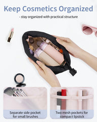 Narwey bolsa de maquillaje con nylon resistente al agua, ideal para viajes.