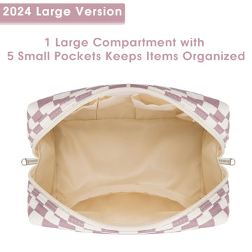 Narwey bolso cosméticos rosa con borde protector.