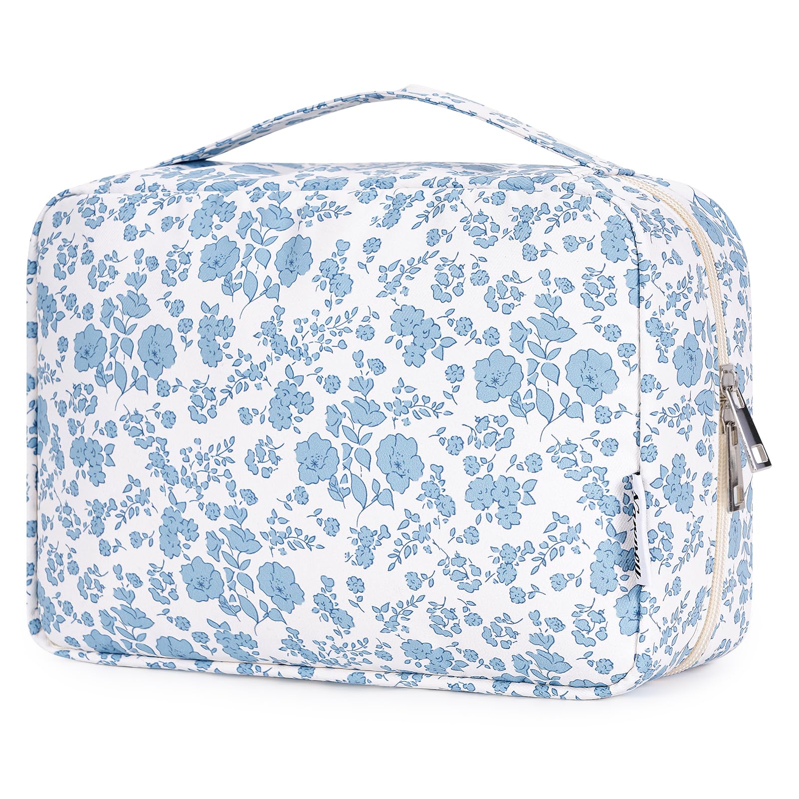 Narwey bolso de higiene de viaje colgante con flor azul para organización diaria