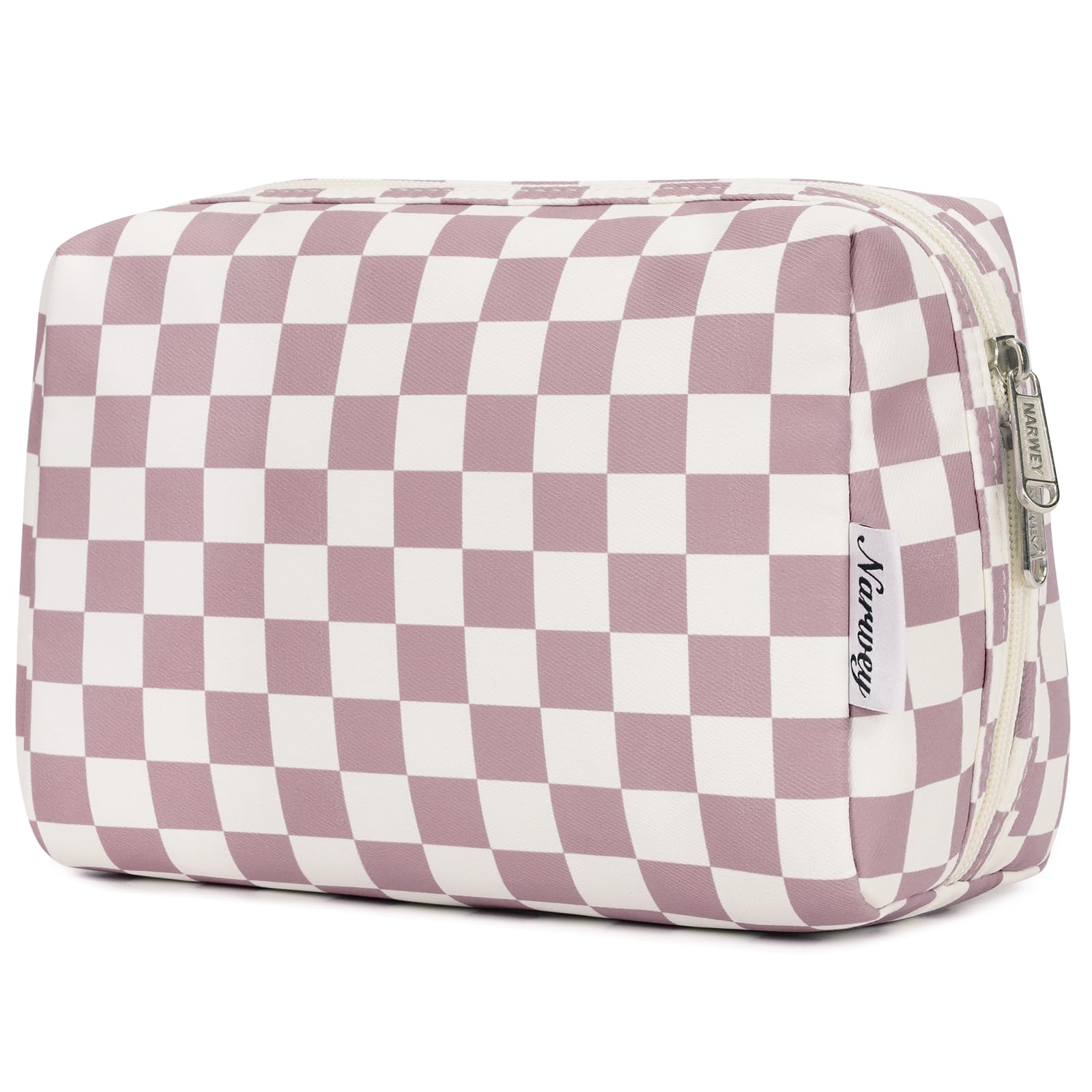 Narwey bolso maquillaje cuadros rosa con compartimentos para viaje.