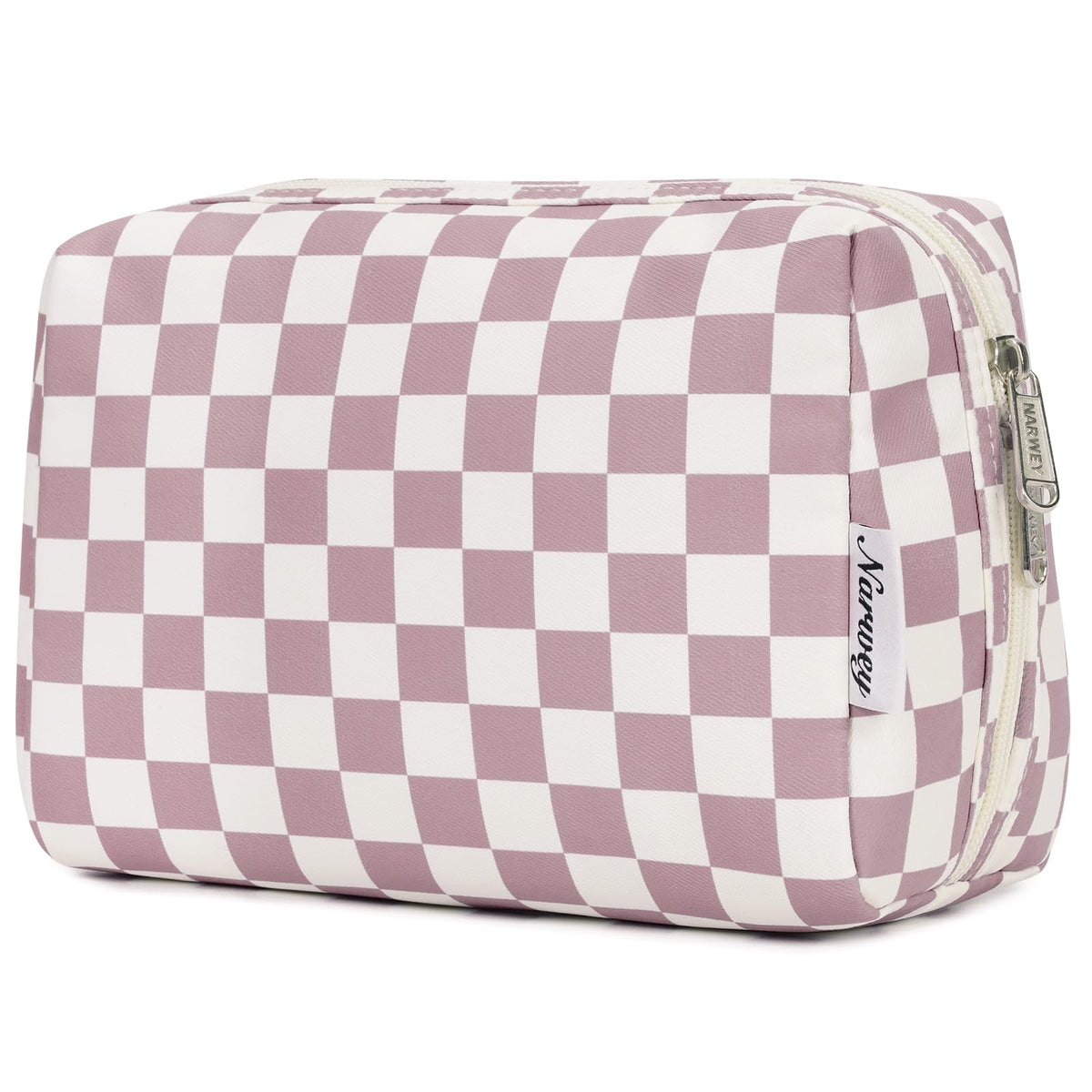 Narwey bolso maquillaje cuadros rosa con compartimentos para viaje.