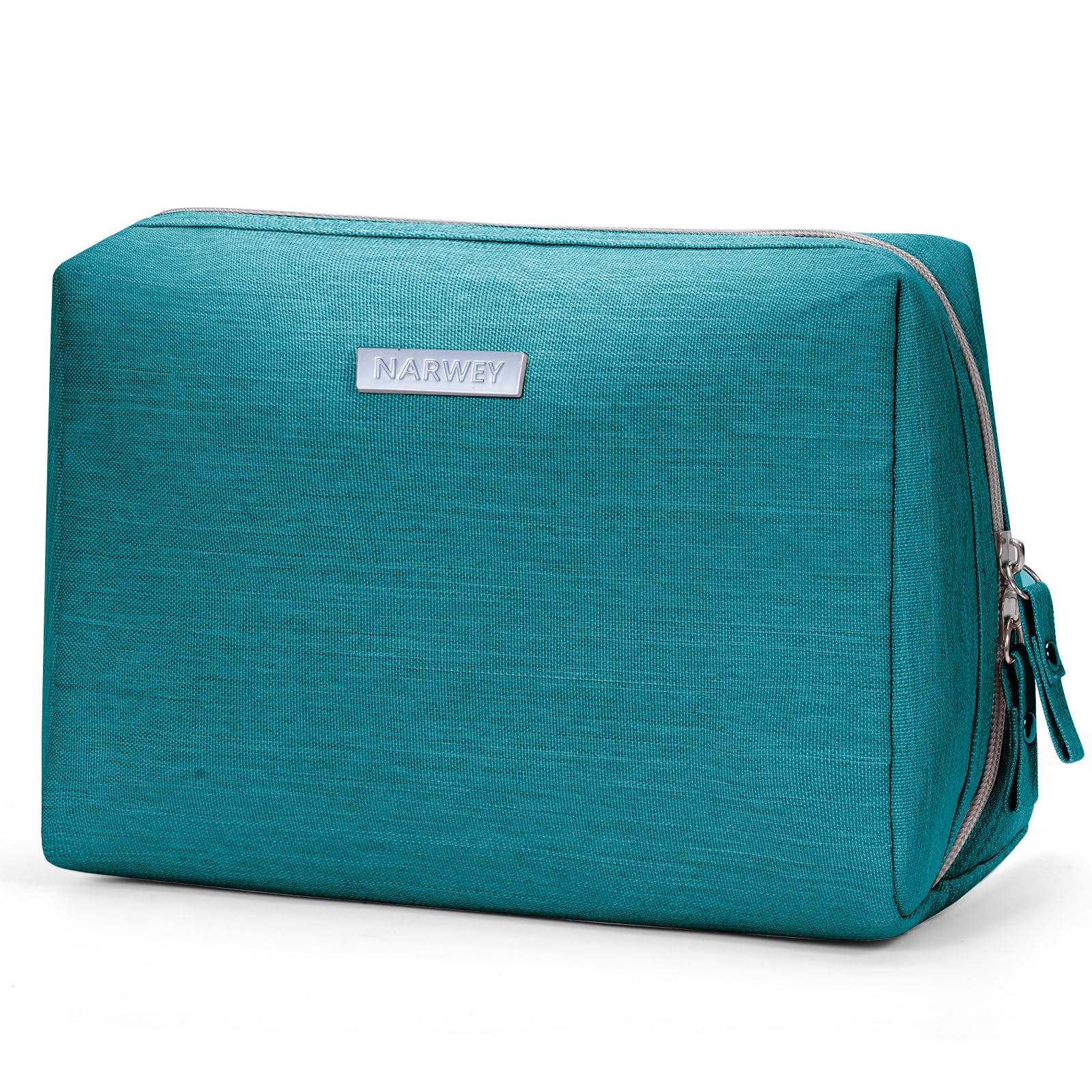 Narwey bolso maquillaje teal grande, ideal para viajar y mantener todo en orden.
