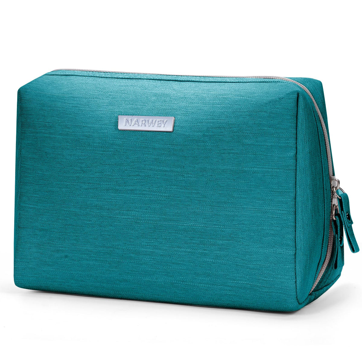 Narwey bolso maquillaje teal grande, ideal para viajar y mantener todo en orden.