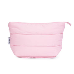 Narwey bolso de maquillaje acolchado rosa, ideal para viaje.