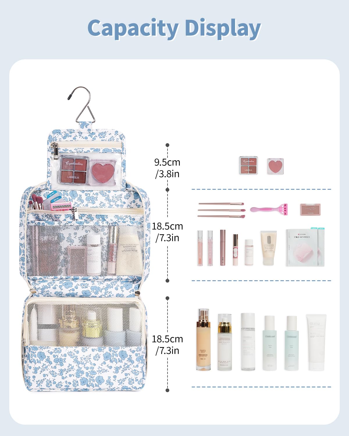 Narwey interior con bolsillos organiza cosméticos y artículos de aseo