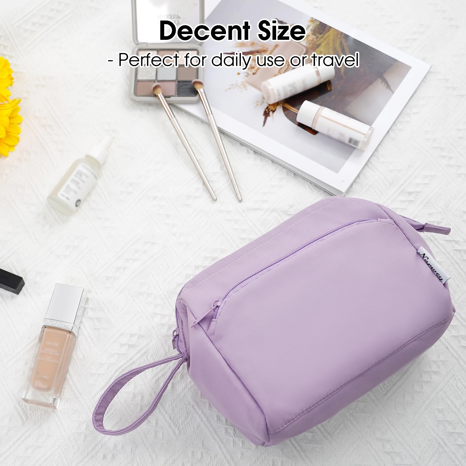 Narwey neceser morado ideal para viajes y uso diario.