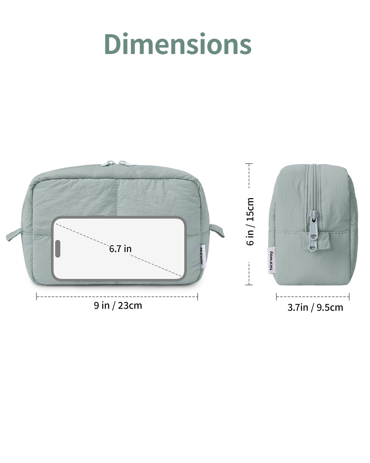 Narwey Puffy, dimensiones compactas 23x15x9.5 cm para bolsos y maletas