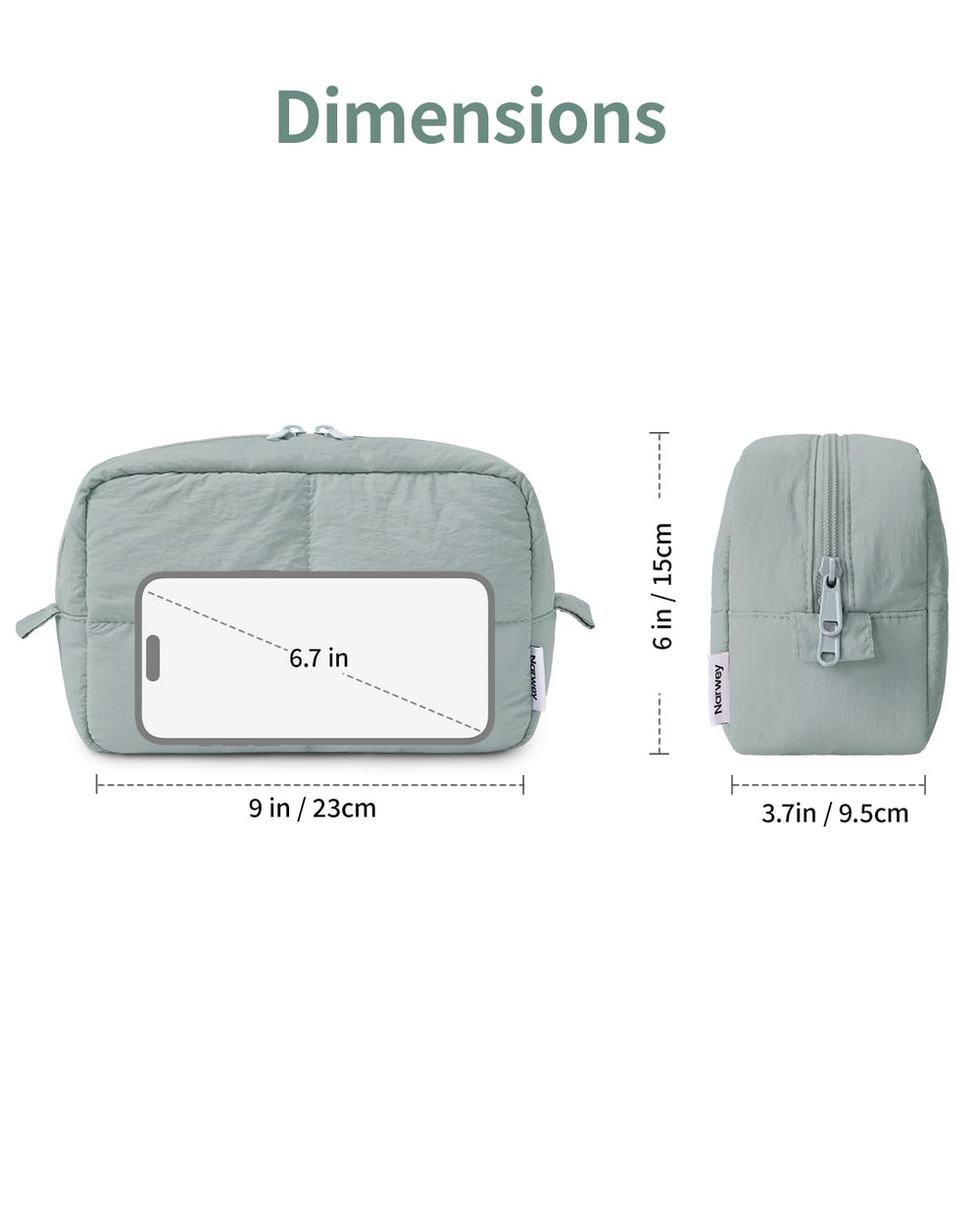 Narwey Puffy, dimensiones compactas 23x15x9.5 cm para bolsos y maletas