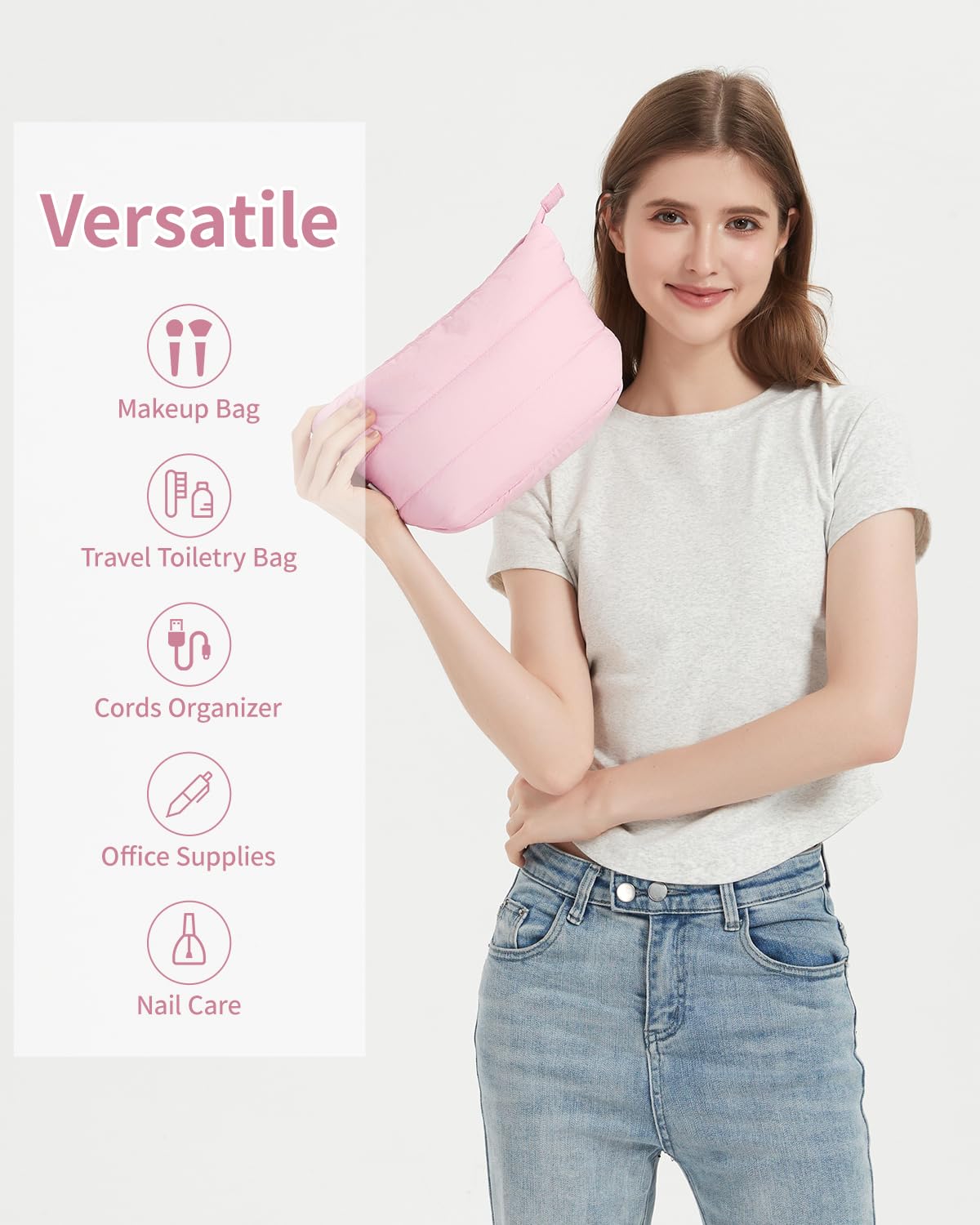 Narwey regalo ideal en rosa, perfecto como bolso maquillaje.