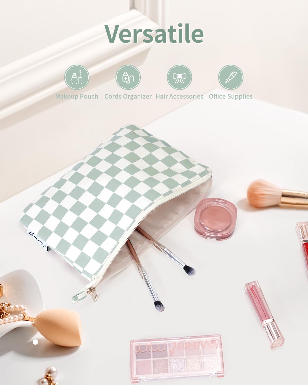 Uso versátil para cosméticos, cables y pequeños accesorios.