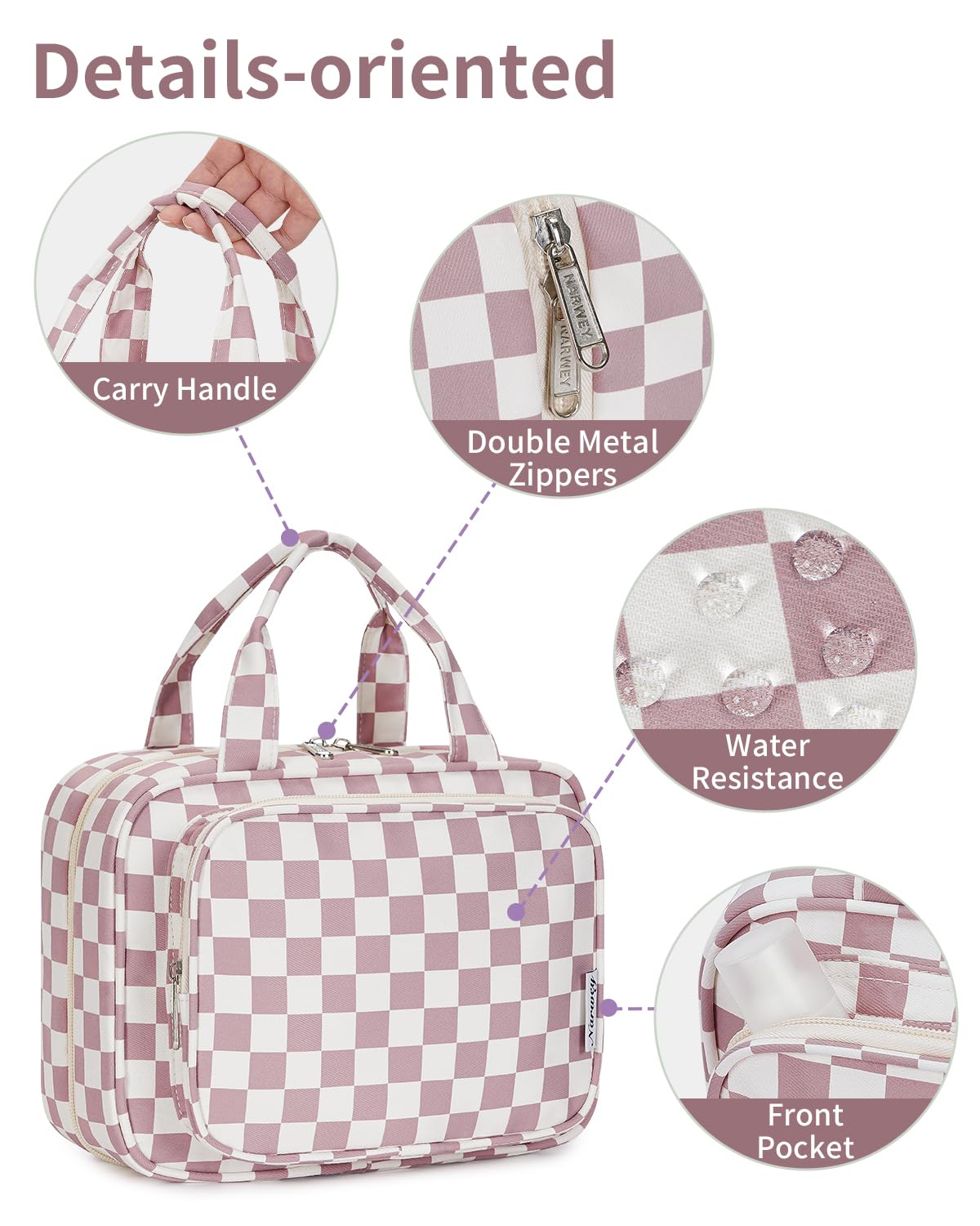 Narwey vista-frontal-del-bolso muestra distribución y bolsillos útiles