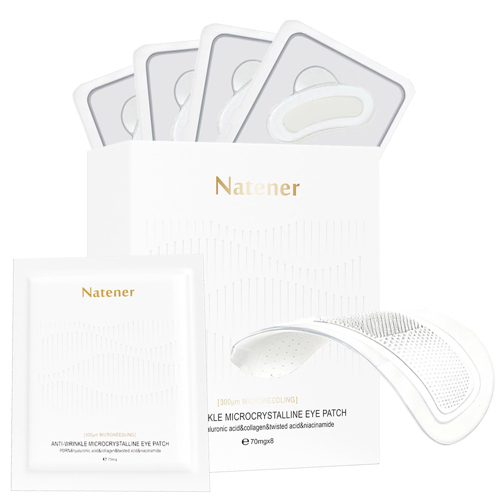 Parche Natener Ojos PDRN con micro-dardos para absorción mejorada.