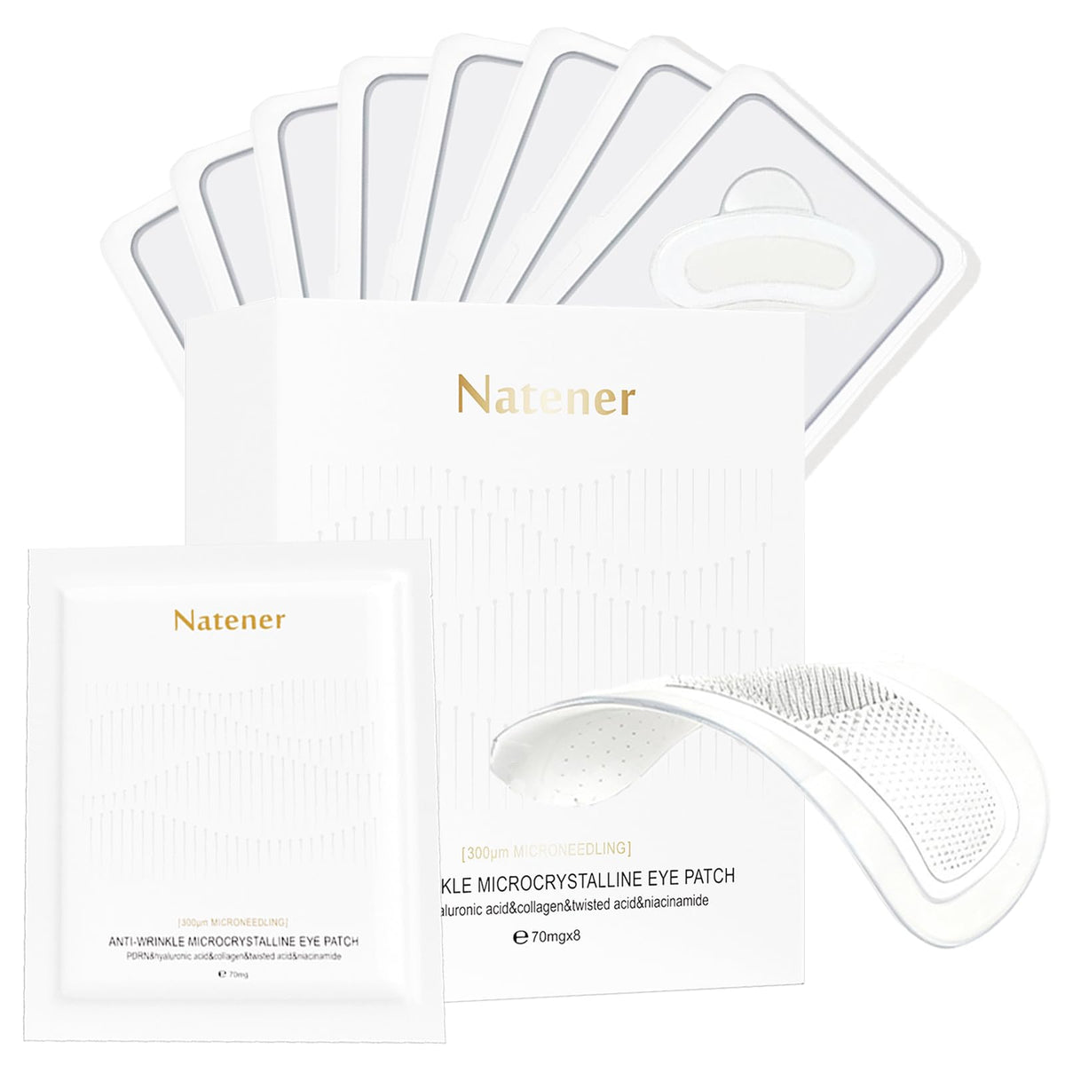 Natener parches oculares, aplicación suave para hidratación diaria.