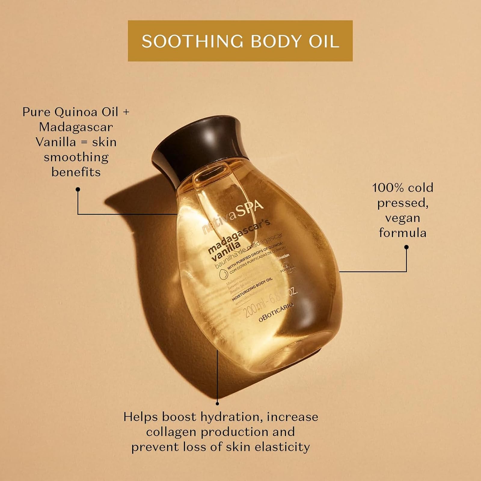 Nativa Spa Aceite corporal, textura aterciopelada al aplicar