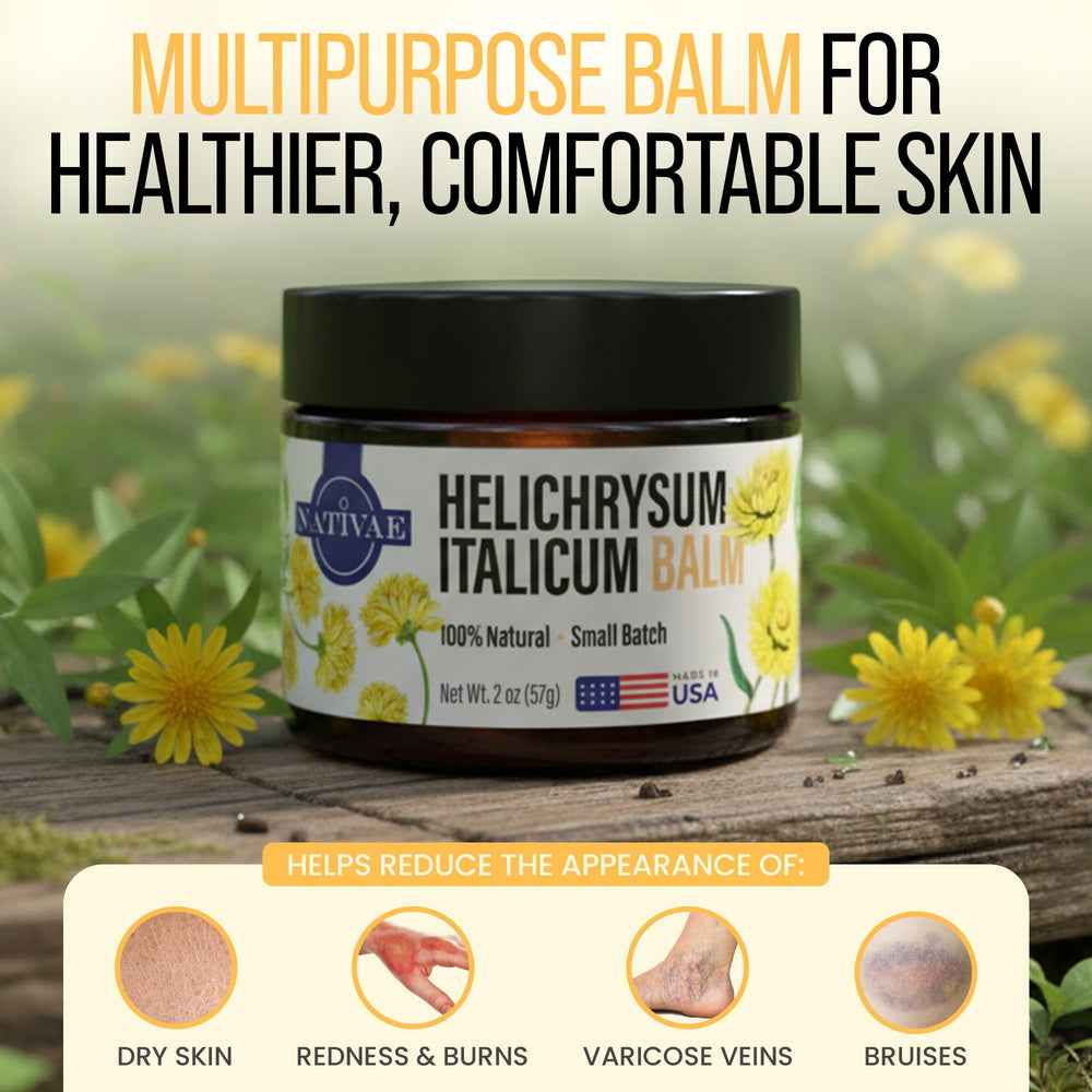 Bálsamo Nativae Helichrysum Italicum, reducción de enrojecimiento y alivio de irritaciones.