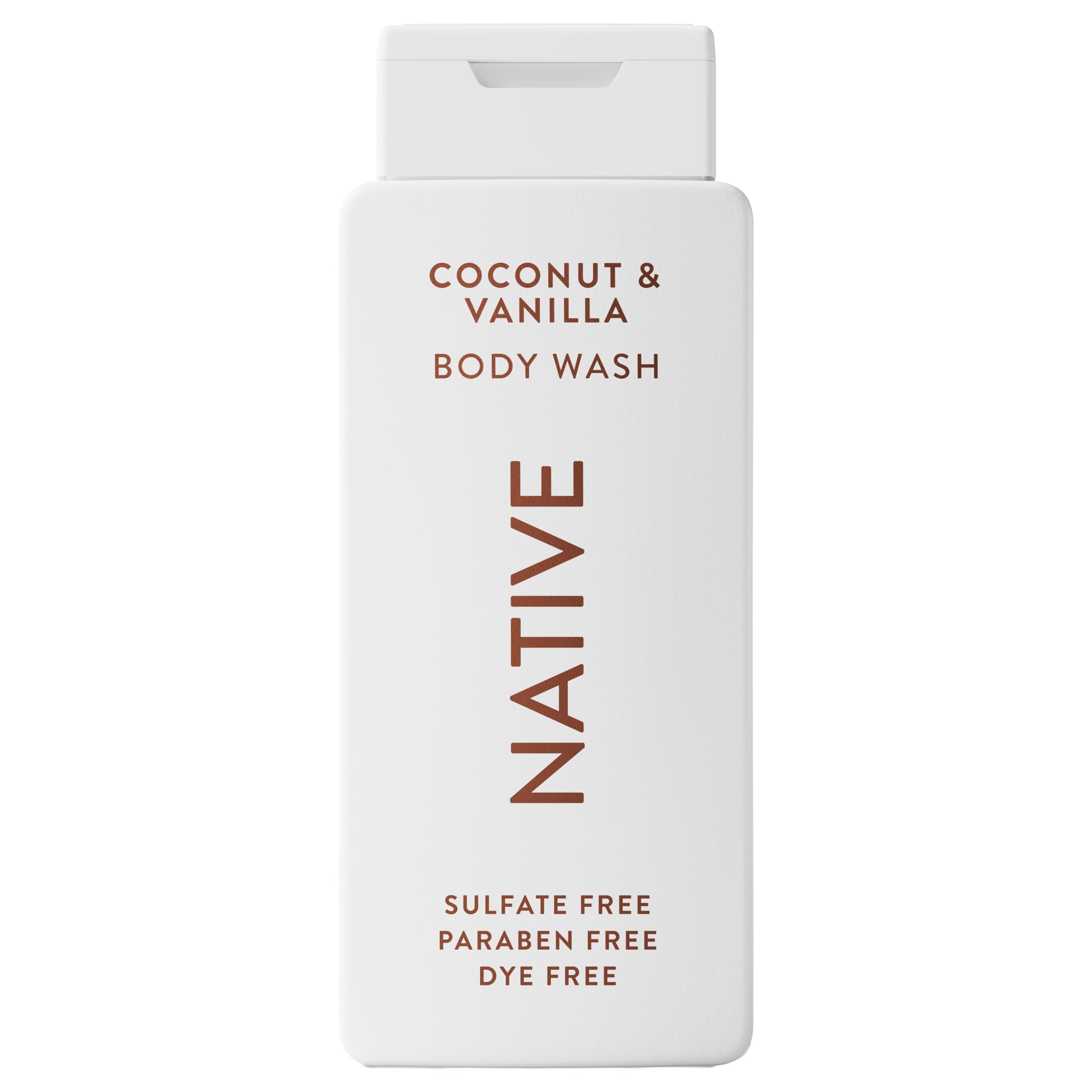 Gel de baño Native muestra la botella con aroma de coco y vainilla para ducha lujosa