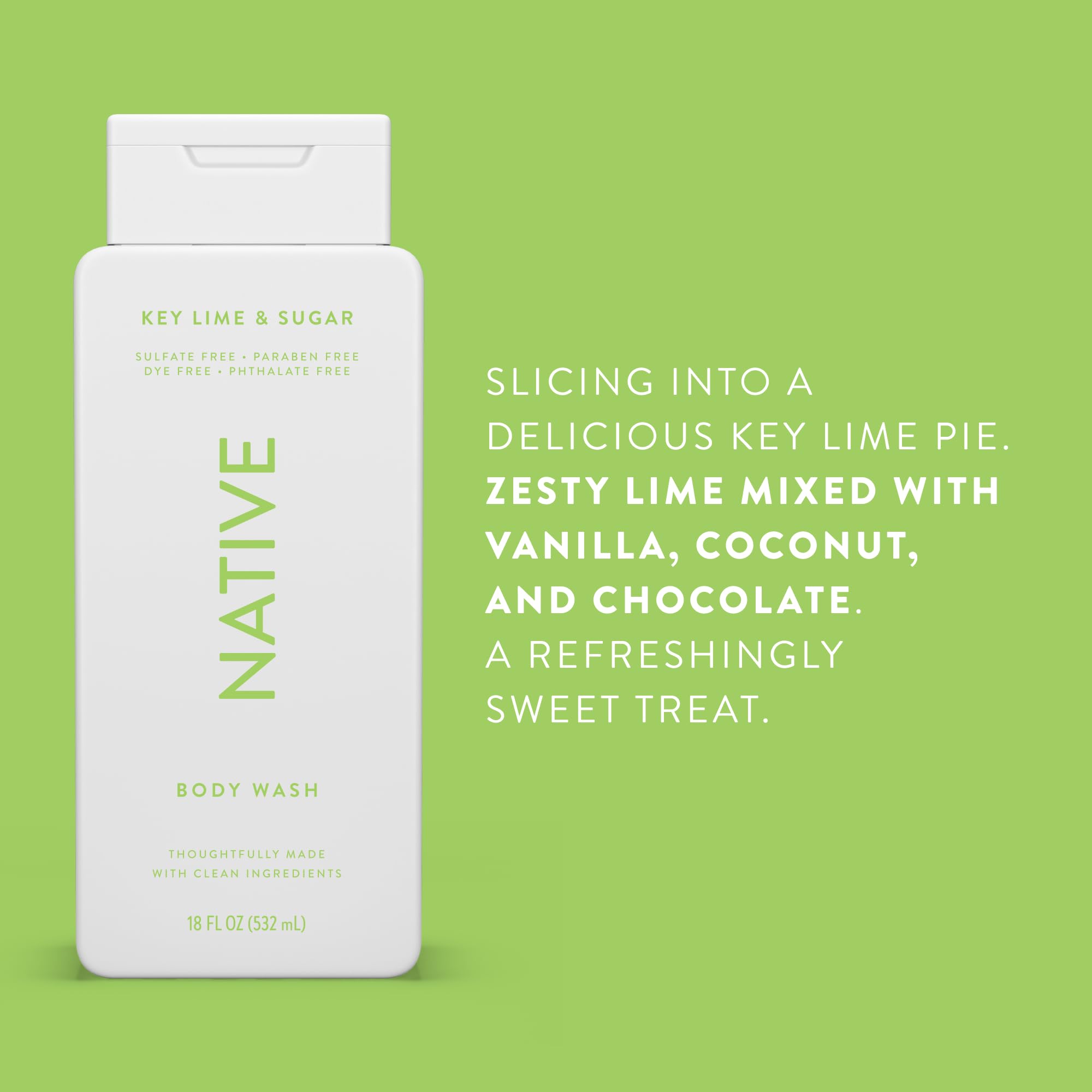 Native Body Wash ingredients close-up showing plant-based cleansers