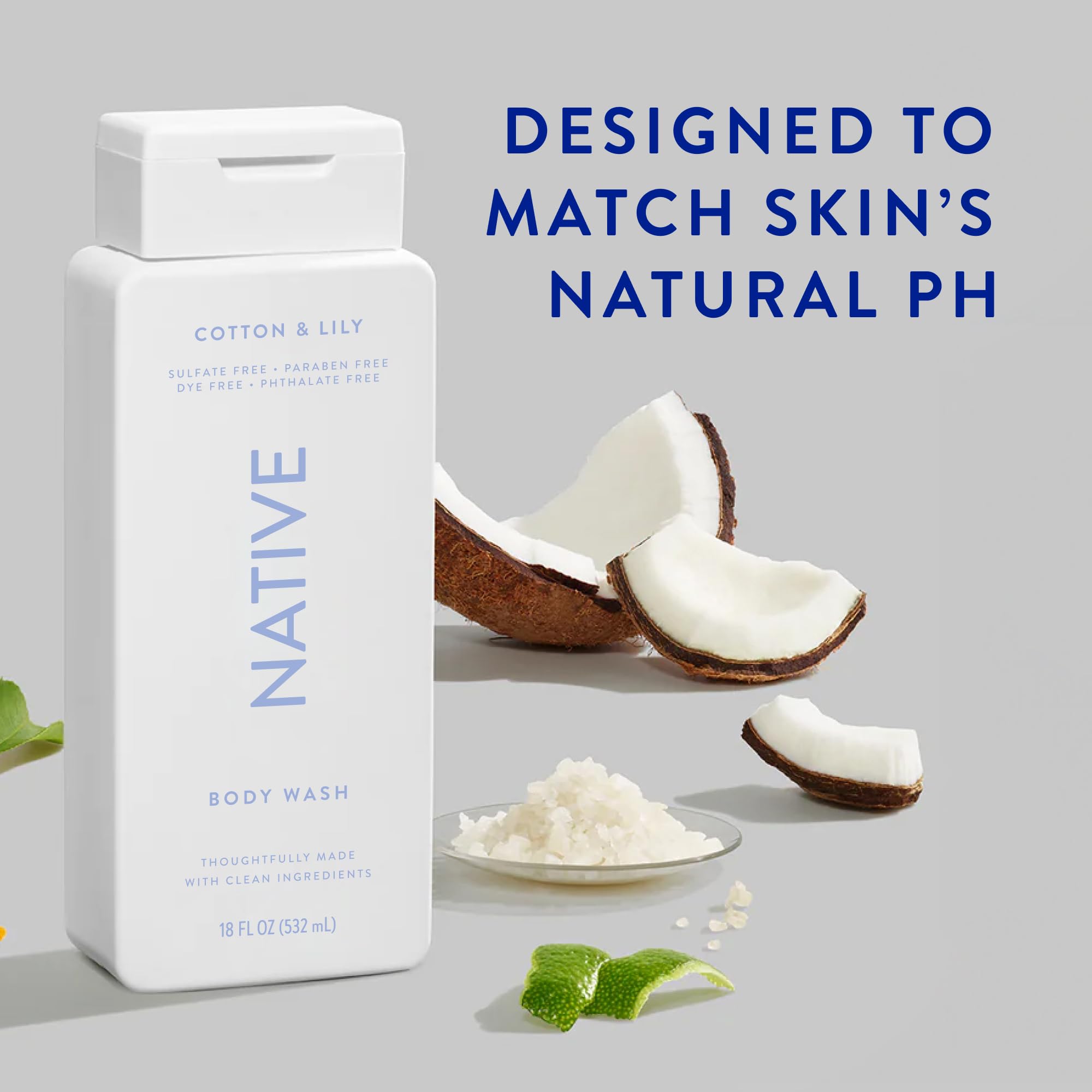 Gel de ducha Native libre de sulfatos para limpieza suave