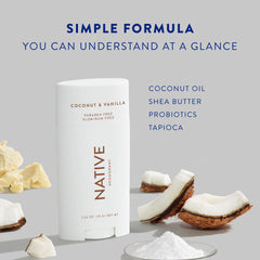 Native Desodorante Clásico, ingredientes naturales como bicarbonato y coco para frescura diaria