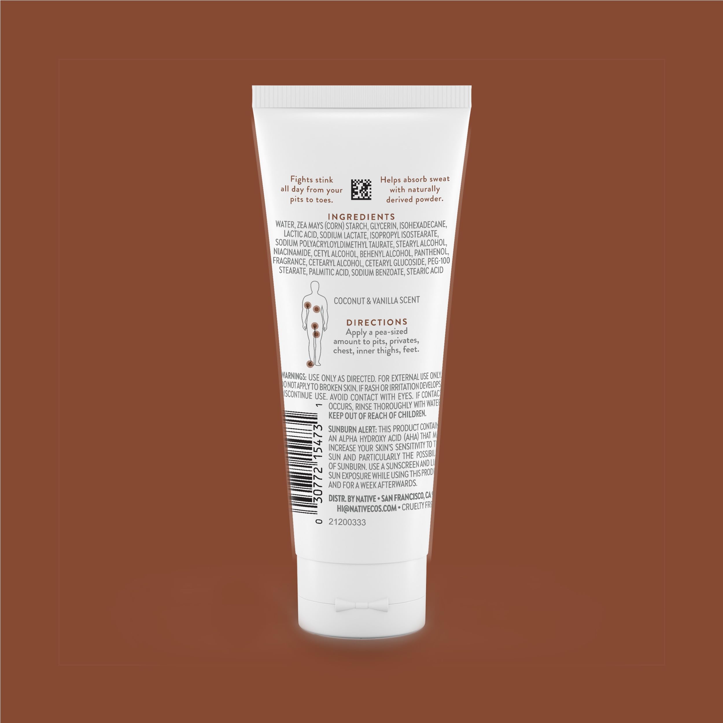 Native desodorante en crema para aplicación diaria, textura cremosa suave.