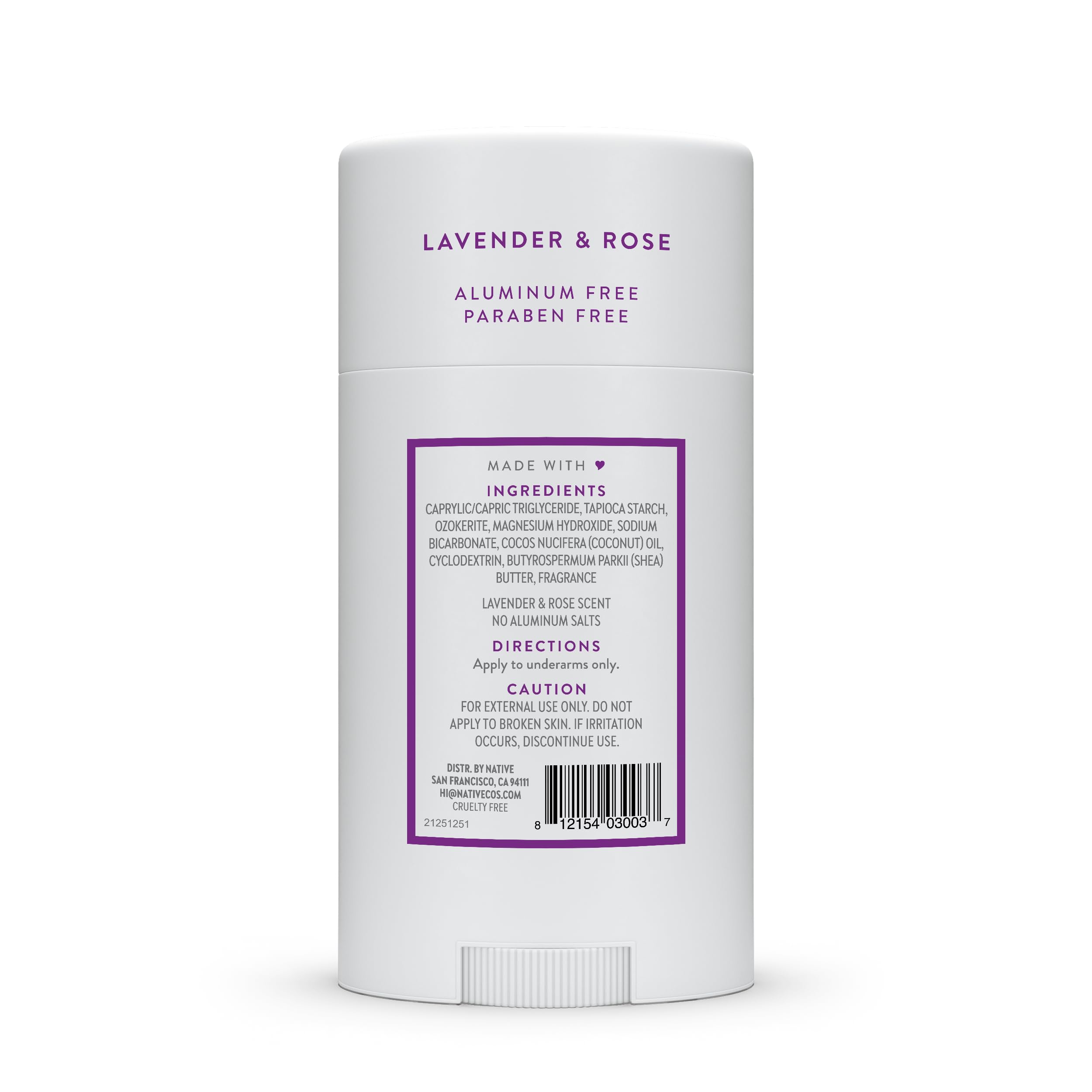 Desodorante Native lavanda-rosa, fragancia encantadora que acompaña tu rutina.