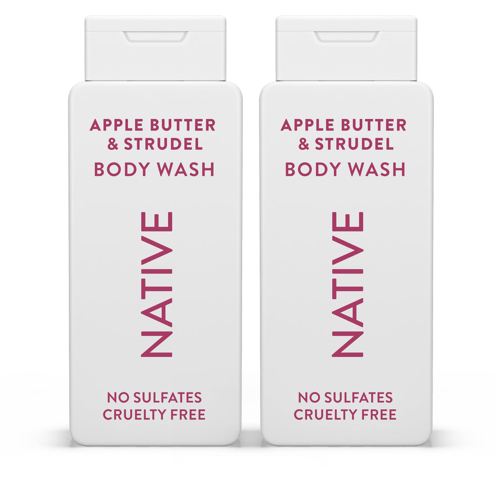 Native gel de ducha mantequilla de manzana: botella con espuma suave para piel hidratada.