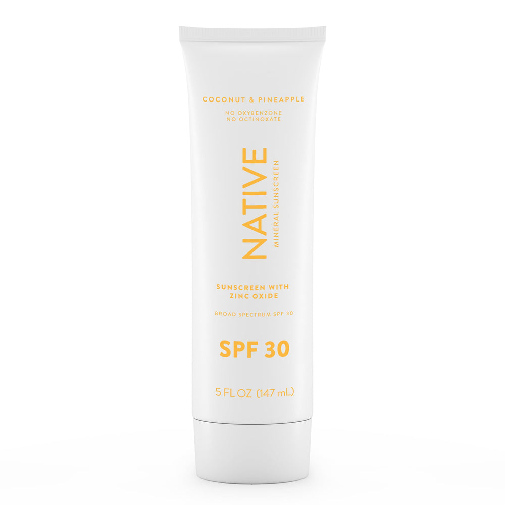 Protector solar Native SPF 30, vista frontal del tubo, protección suave para piel sensible.