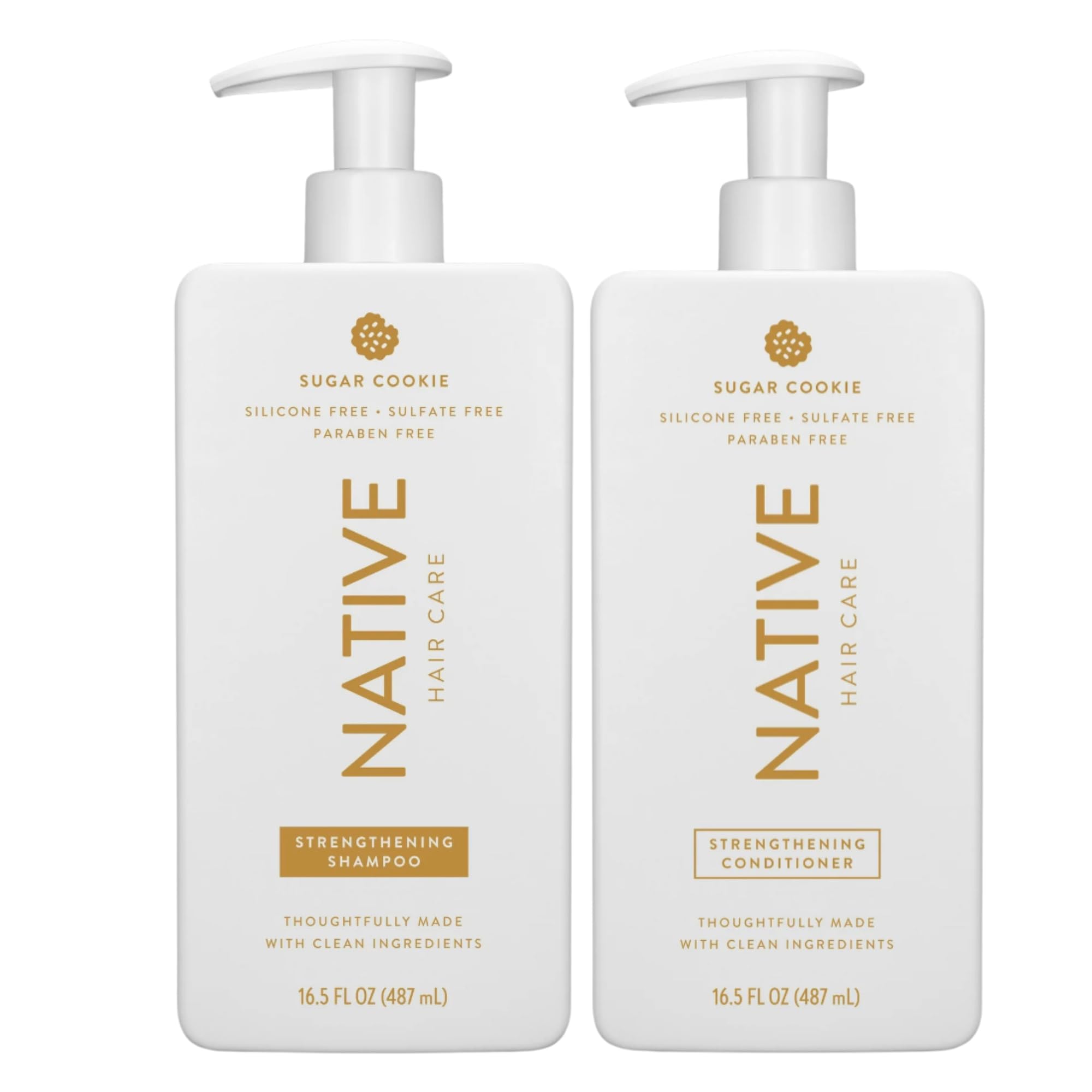 Shampoing Native Sugar Cookie, bouteille lumineuse, parfum sucré et rafraîchissant pour cheveux.
