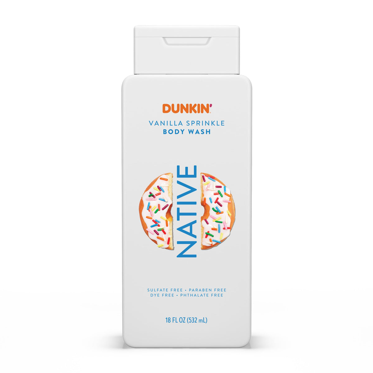 Native Vainilla Espolvoreada gel ducha en botella, aroma suave para despertar.