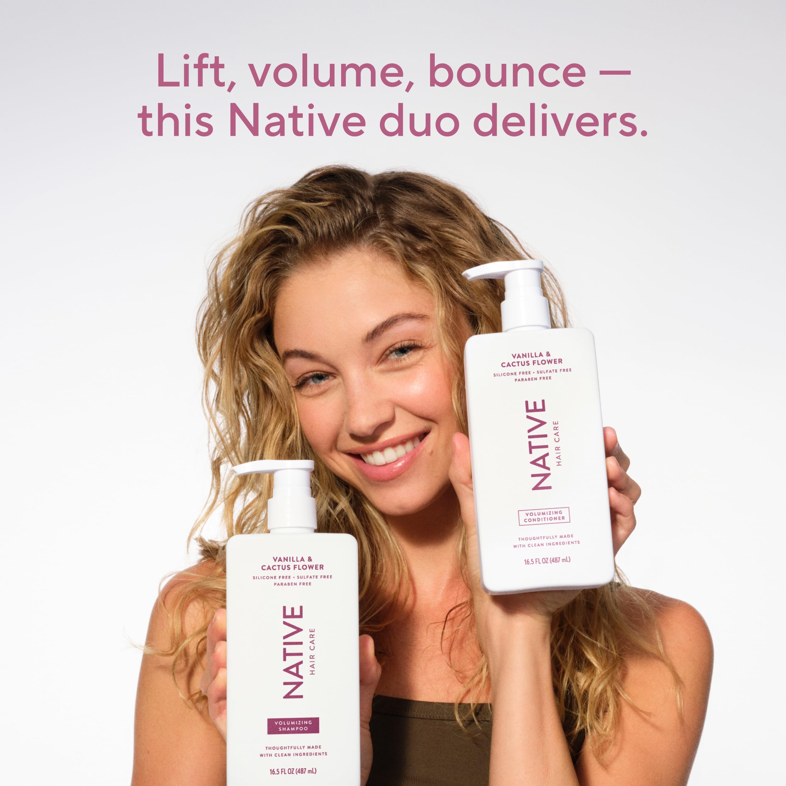 Native cheveux brillants et hydratés après rinçage