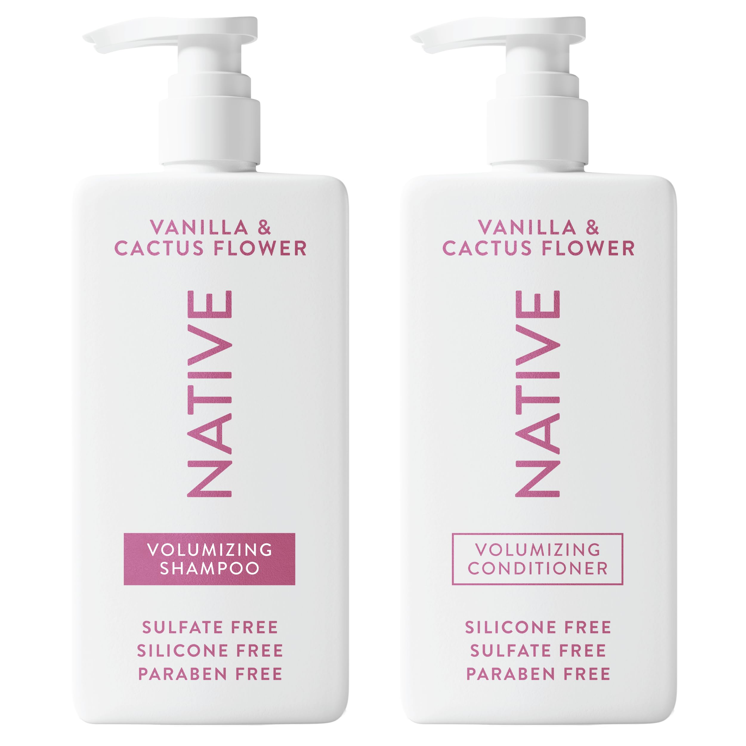 Native Shampoing 2-en-1 vanille et fleur de cactus, deux bouteilles pour cheveux faciles à coiffer
