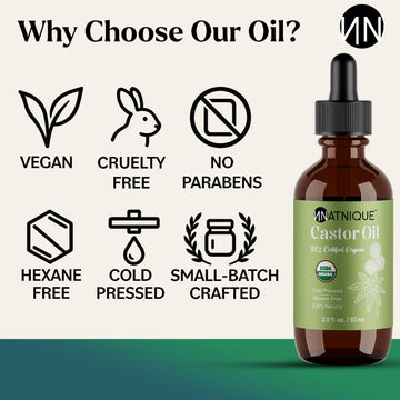 Natnique Aceite de Ricino con etiqueta orgánica USDA
