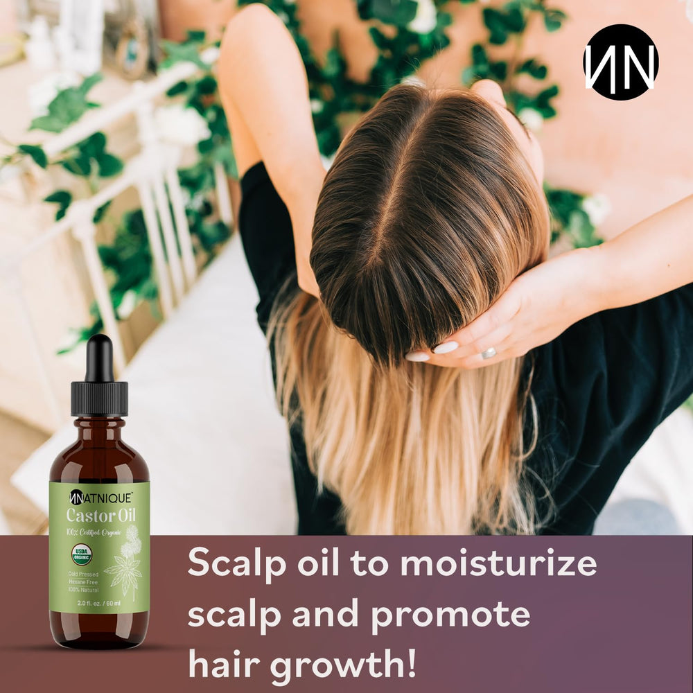Natnique Aceite de Ricino para pestañas y cejas, crecimiento natural