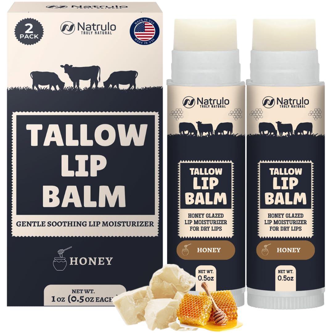 Bálsamo labial Natrulo con grasa de res, frente del producto, hidratación duradera.