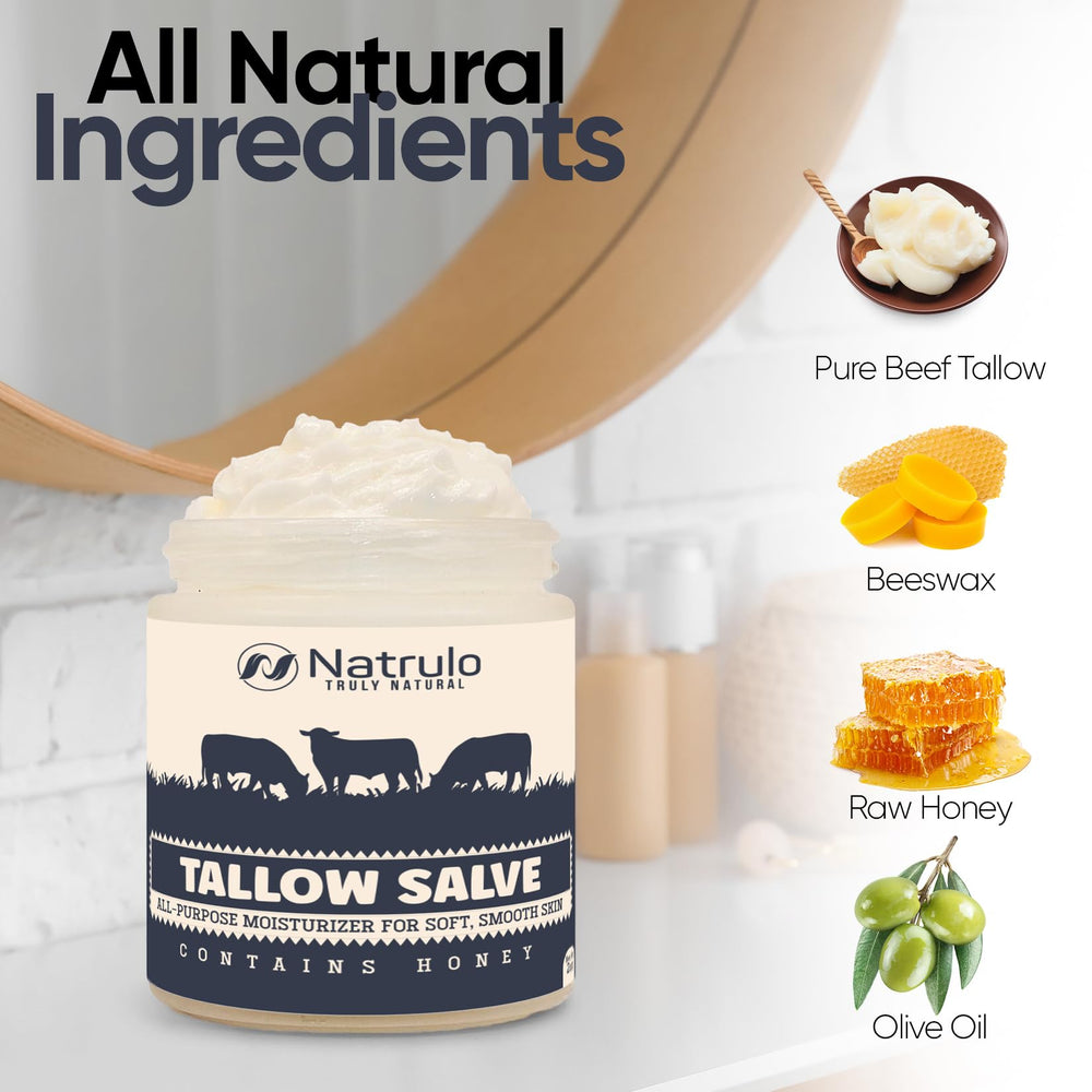 Natrulo bálsamo de sebo de res, aroma natural para relajación diaria.