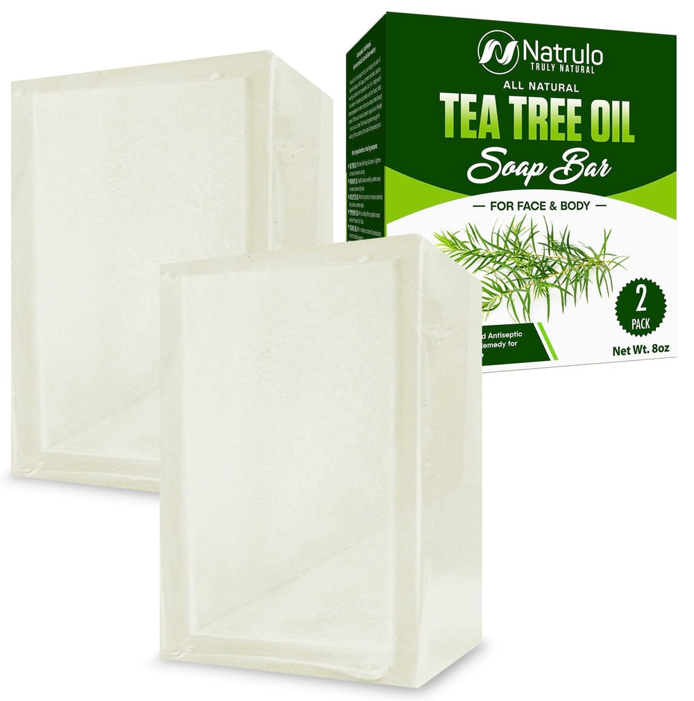 Natrulo barra jabón de árbol de té para rostro y cuerpo, limpieza suave.