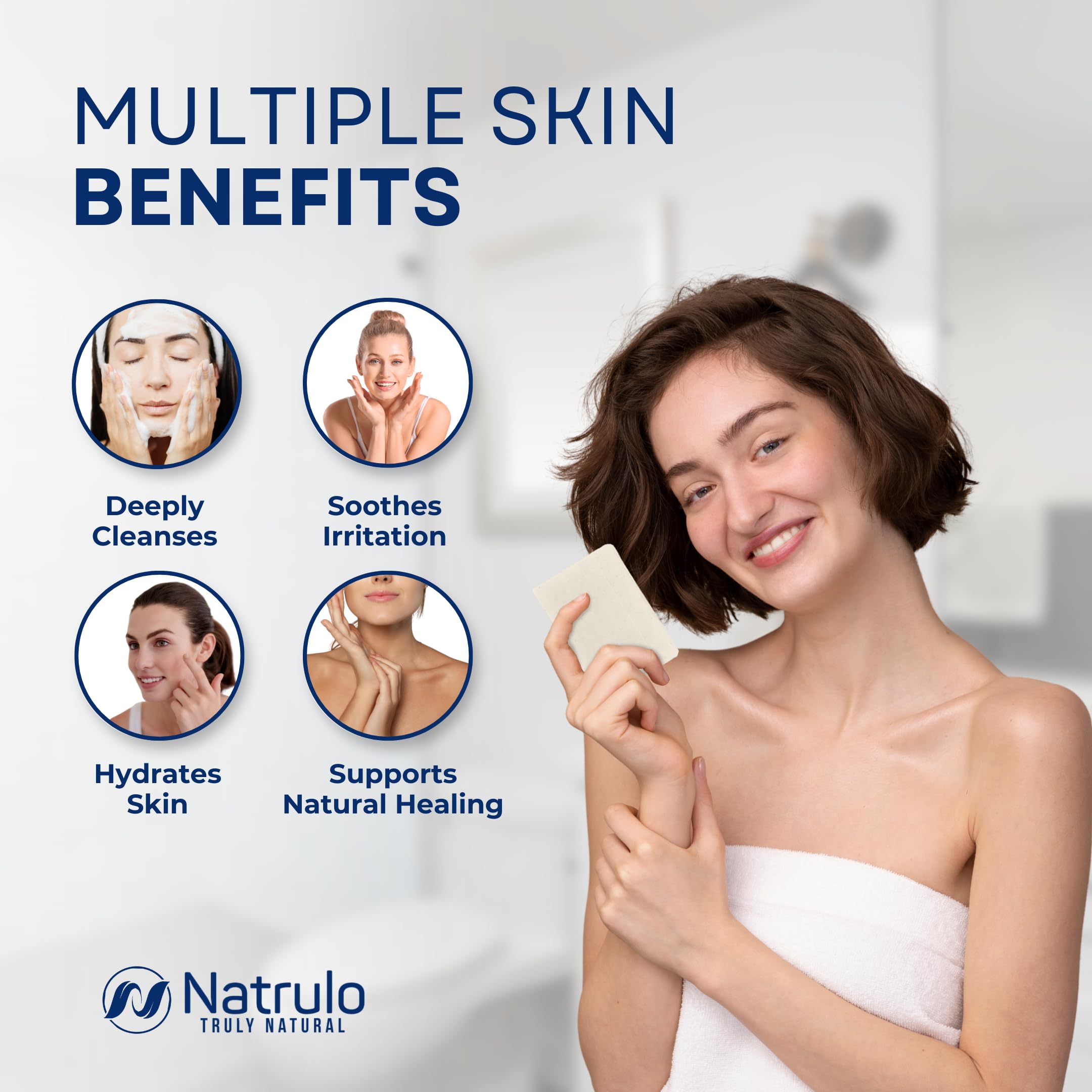 Natrulo barra jabón plata coloidal, fórmula natural para piel sensible y cuerpo.