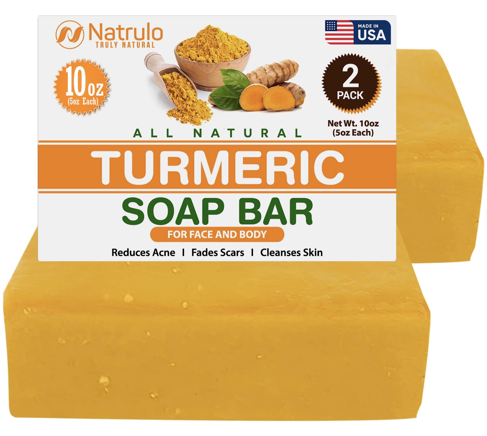 Jabón de cúrcuma Natrulo para cara y cuerpo ilumina la piel