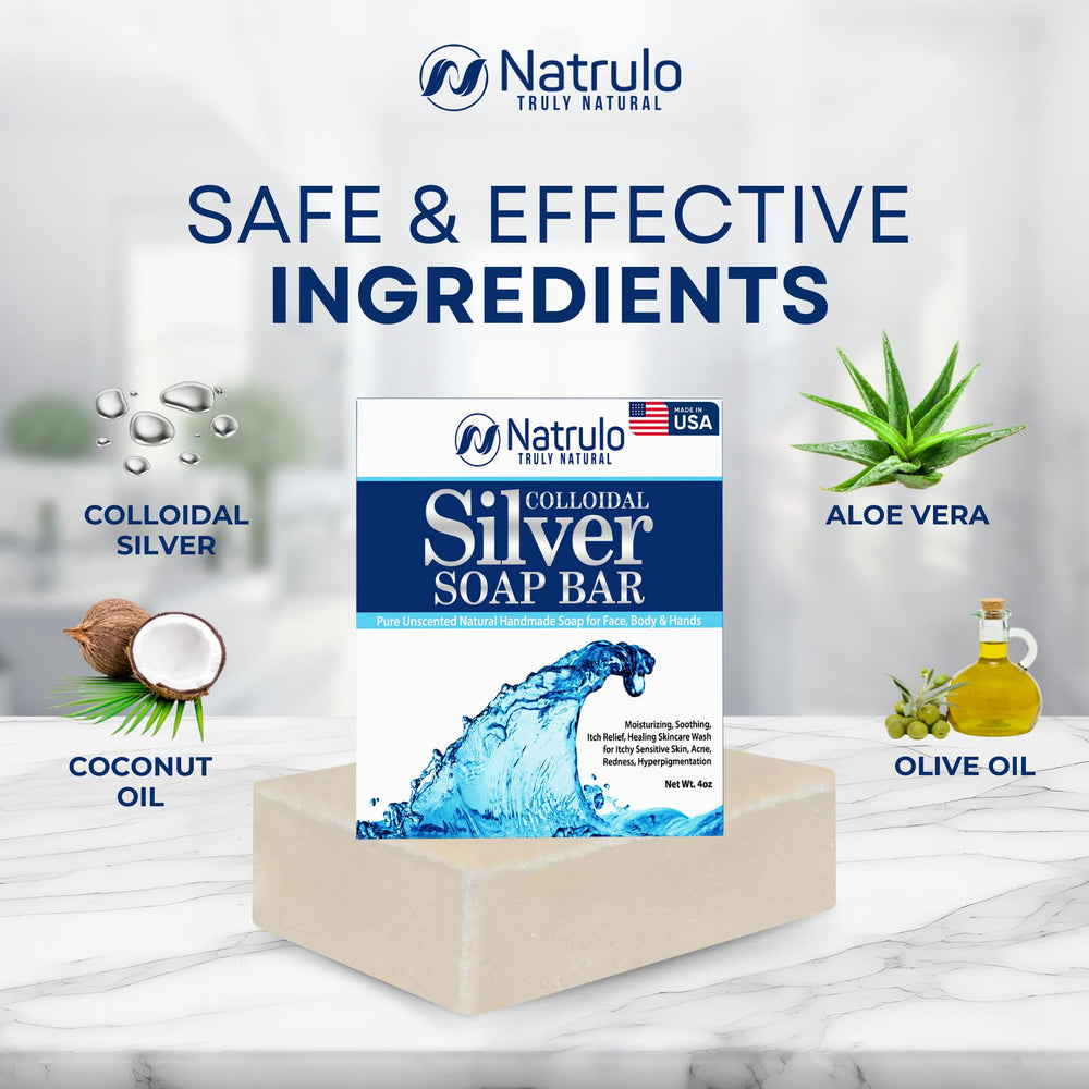 Natrulo empaque natural, jabón plata coloidal para higiene diaria.