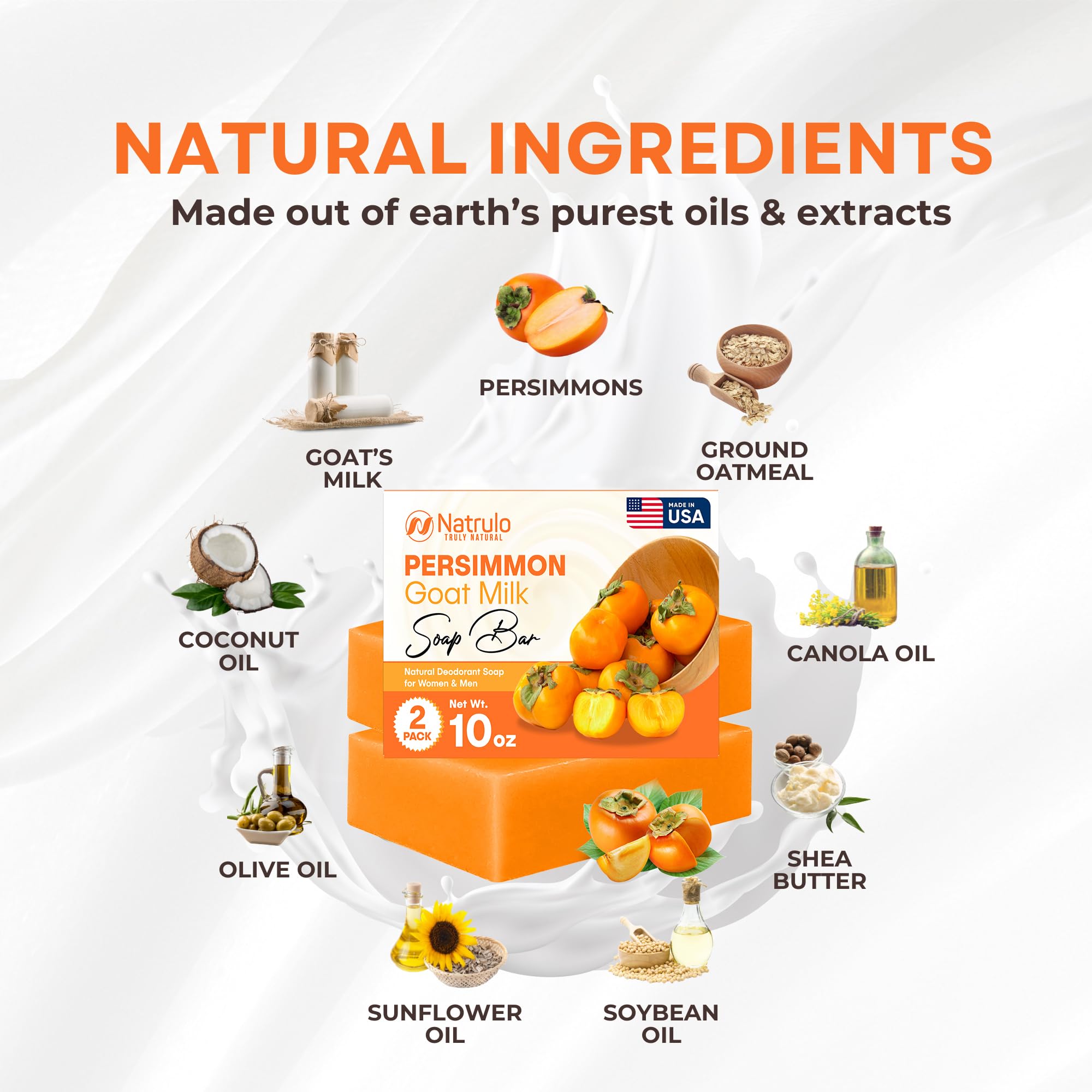 Natrulo Persimmon Barra Jabón - exfoliación suave para una piel más fresca.