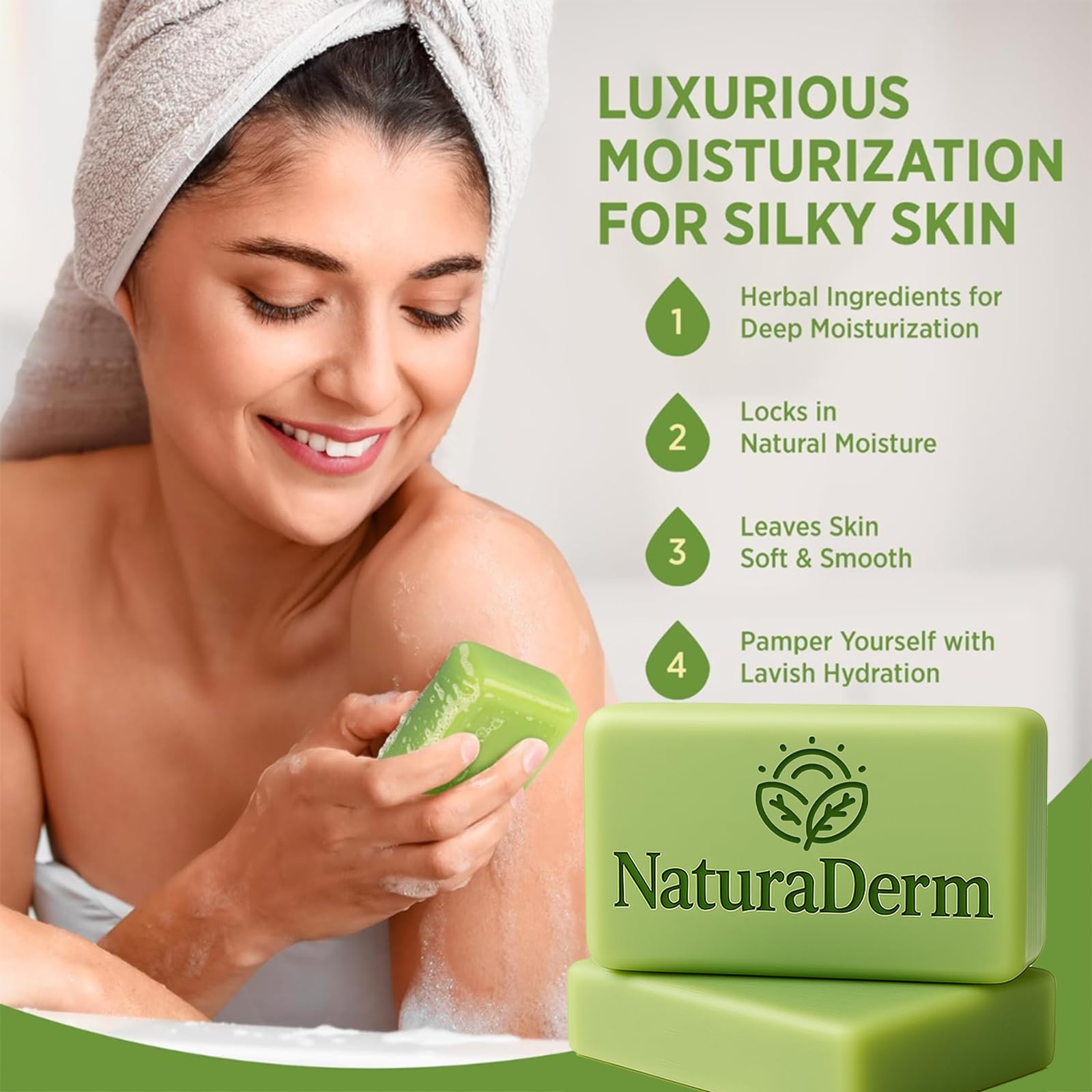 Natura Derm Jabon Facial árbol de té para piel sensible, cuidado diario.