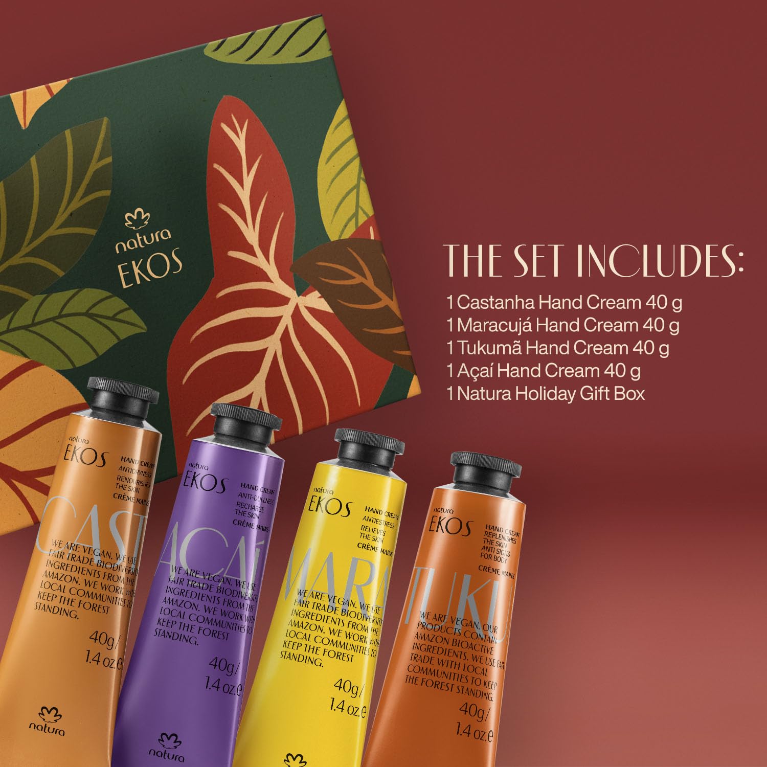 Natura Ekos Castanha Crème mains, douceur et barrière renforcée.