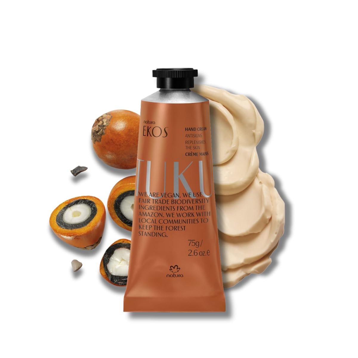 Natura Tukumã crema de manos 75 g, textura suave que hidrata intensamente.