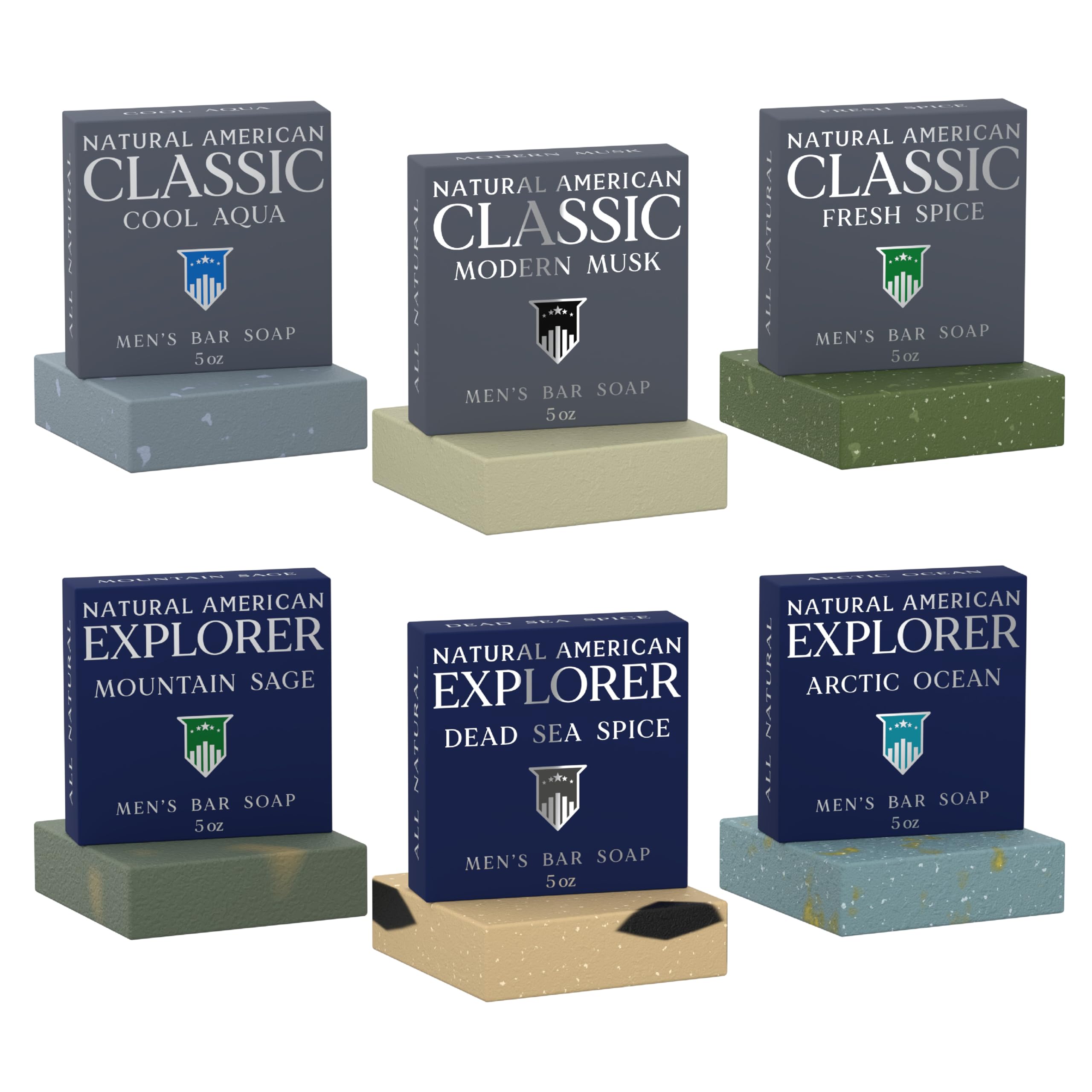 Savon NATURAL AMERICAN pour hommes avec parfum bois, revitalise la peau.